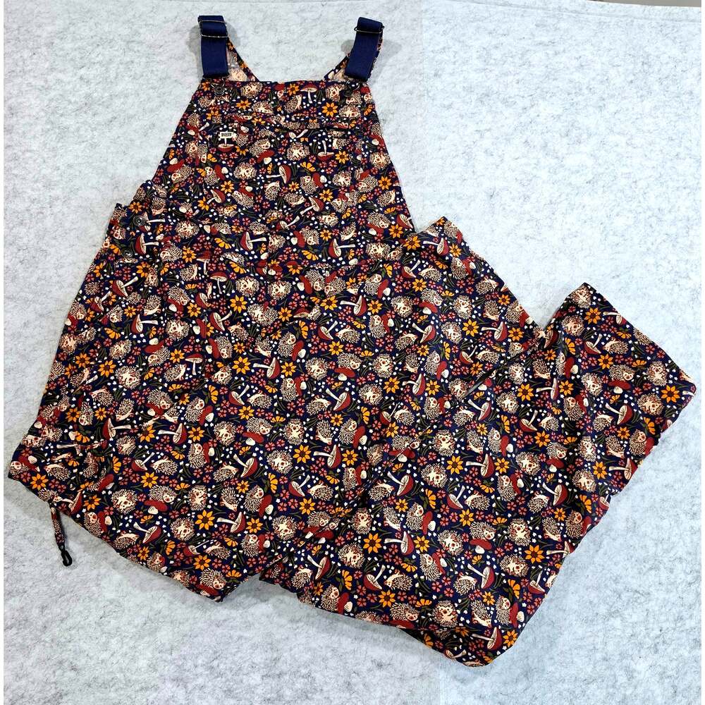 Duluth Heirloom Gardening Bib Overalls Hedgehog Mushrooms Sz Large x 33 NEW NWT